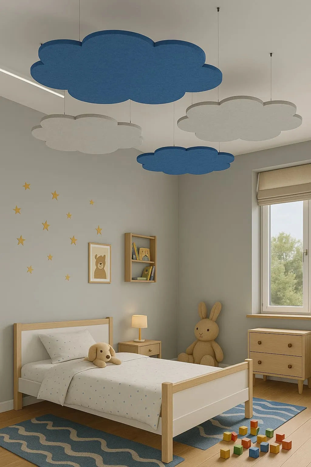 Suspended Ceiling Panels - Acoustic Felt CLOUD L  in childrens bedroom interior Decormania UK